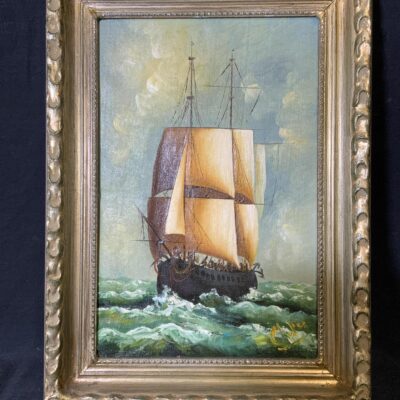 Signed Oil on Canvas Ship Artwork